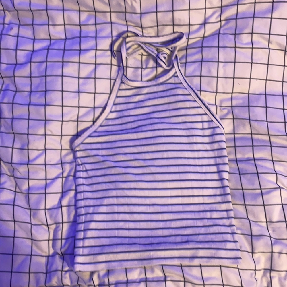 Blue and white halter top